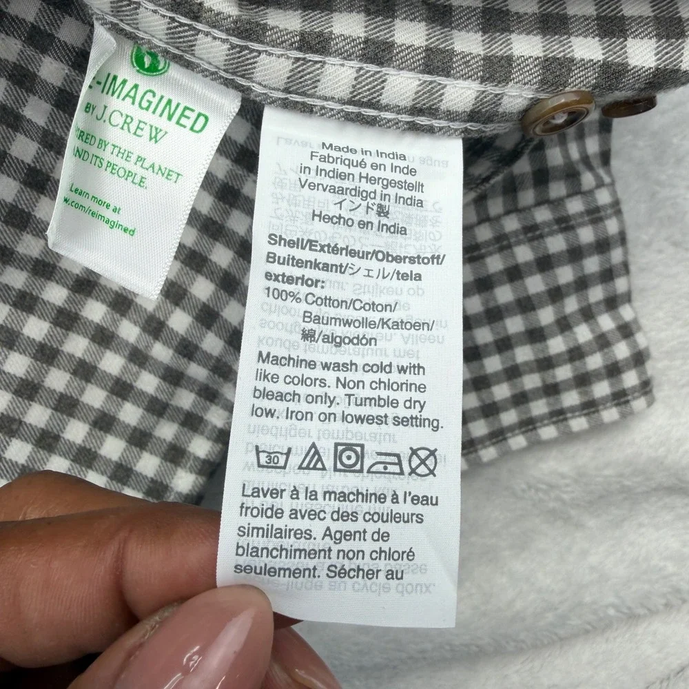 J.Crew Button Down Mens L Gingham Brushed Twill Slim Fit Long Sleeve Casual